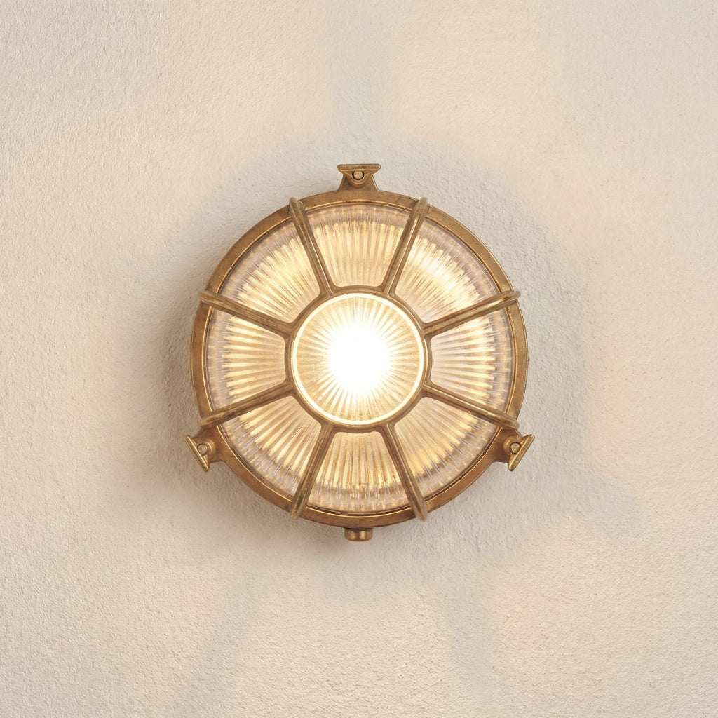 Grand Capstan solid brass extra large radial porthole bulkhead raw brass