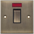 Selectric 5M Antique Brass 1 Gang 45A DP Switch with Neon and Black Insert