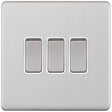 Selectric 5M-Plus Satin Chrome 3 Gang 10A 2 Way Switch with White Insert