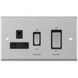 Selectric 7M-Pro Satin Chrome 45A DP Switch and 13A Switched Socket with Black Insert