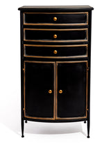 Black and Antique Gold "Orwell" Door & Drawer Side Cabinet - VRN40