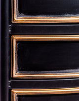 Black and Antique Gold "Orwell" Door & Drawer Side Cabinet - VRN40