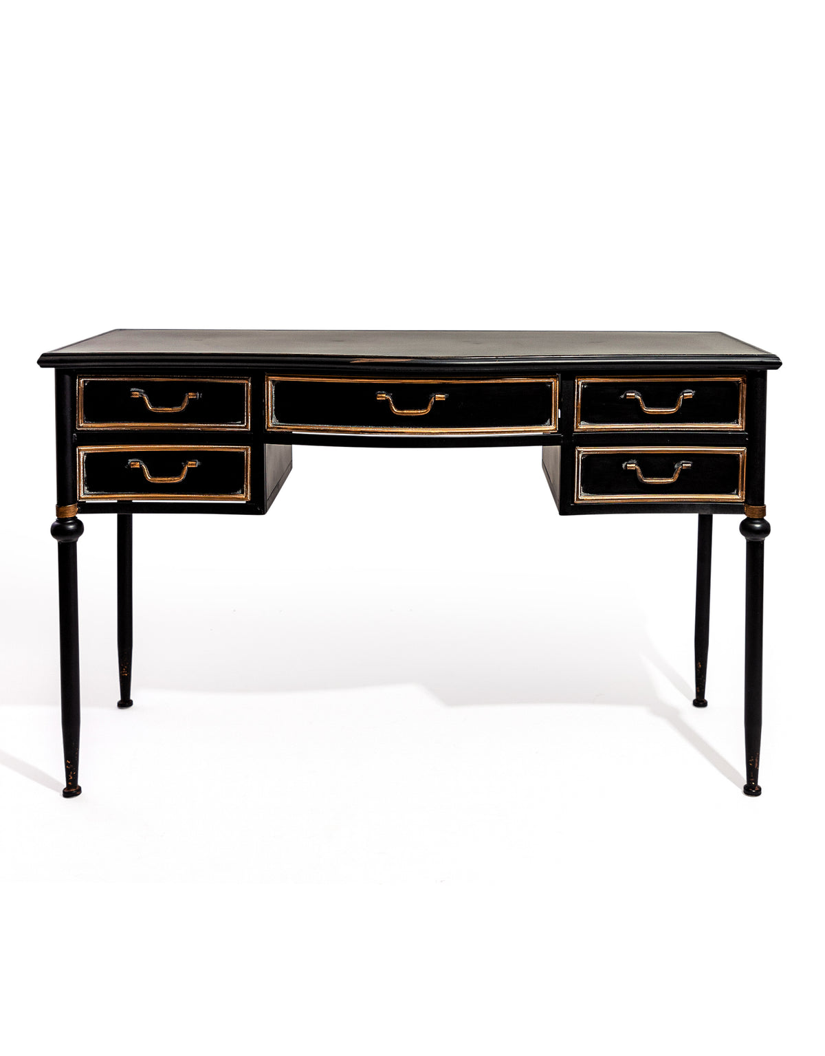 Antiqued Black Desk/Console with Metal Drawers - VRN41