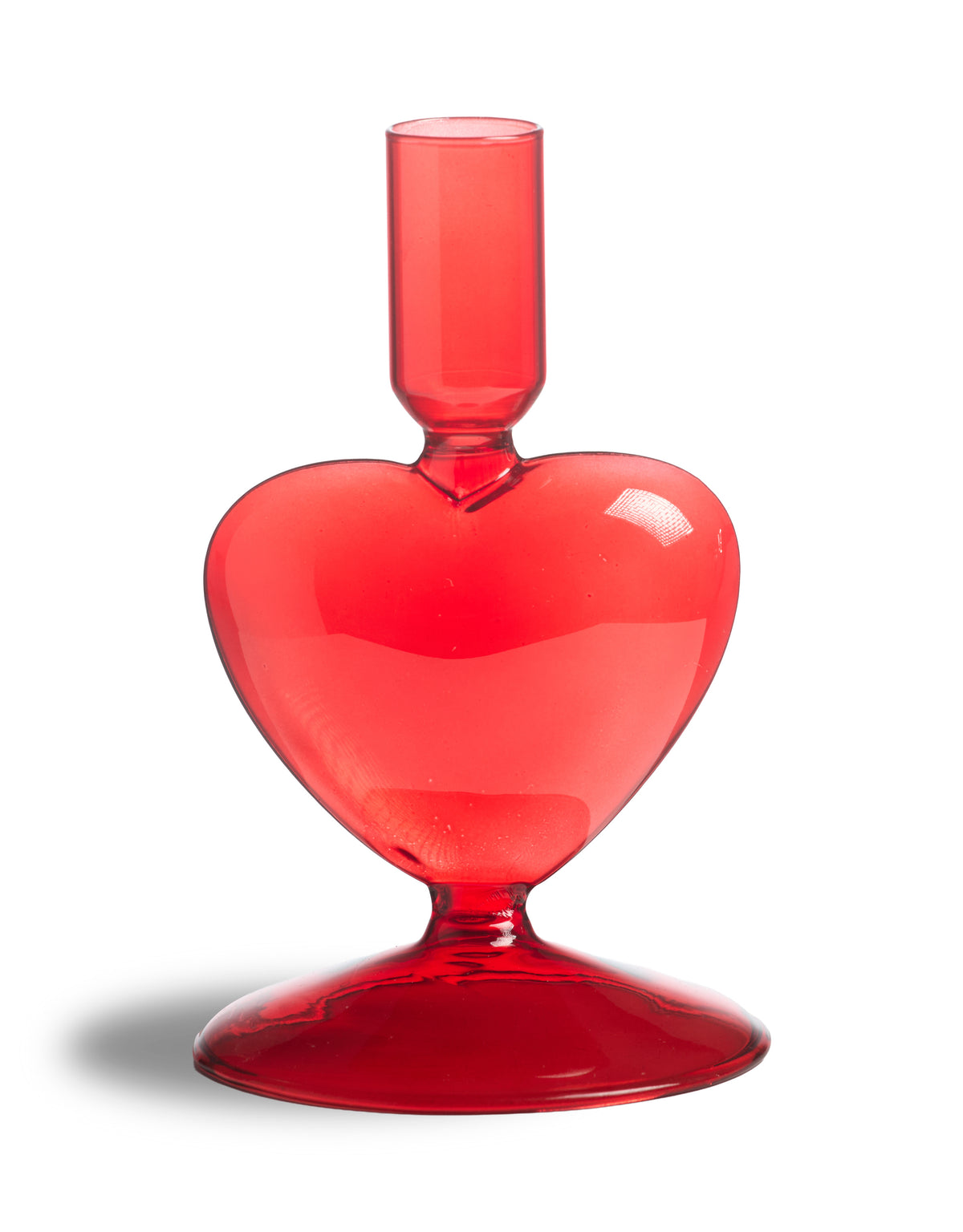 Red Glass Heart Candle Holder - GW154