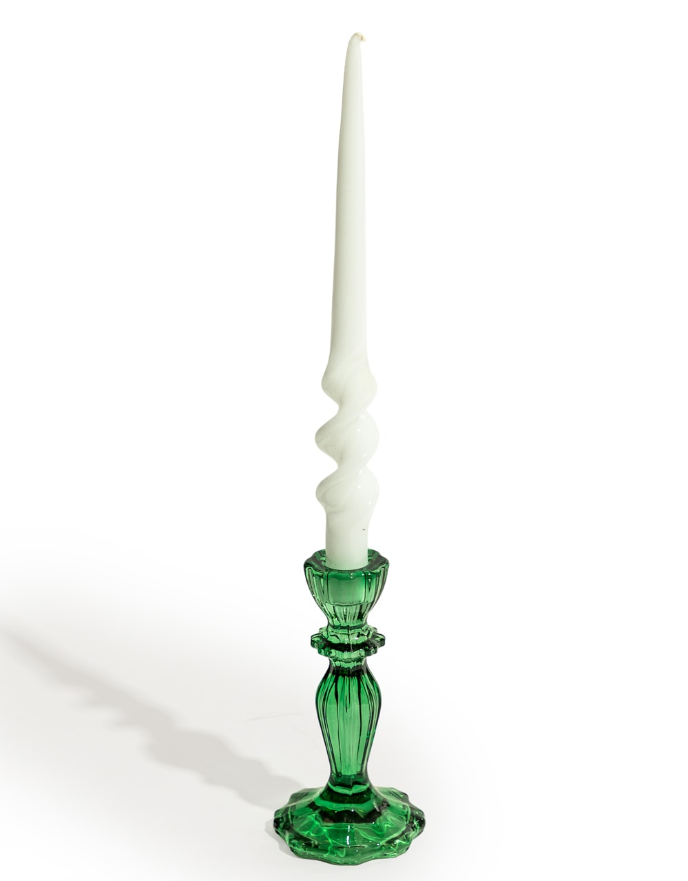 Dark Green Classic Glass Candle Holder - GW158