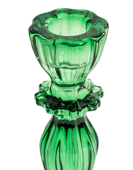 Dark Green Classic Glass Candle Holder - GW158