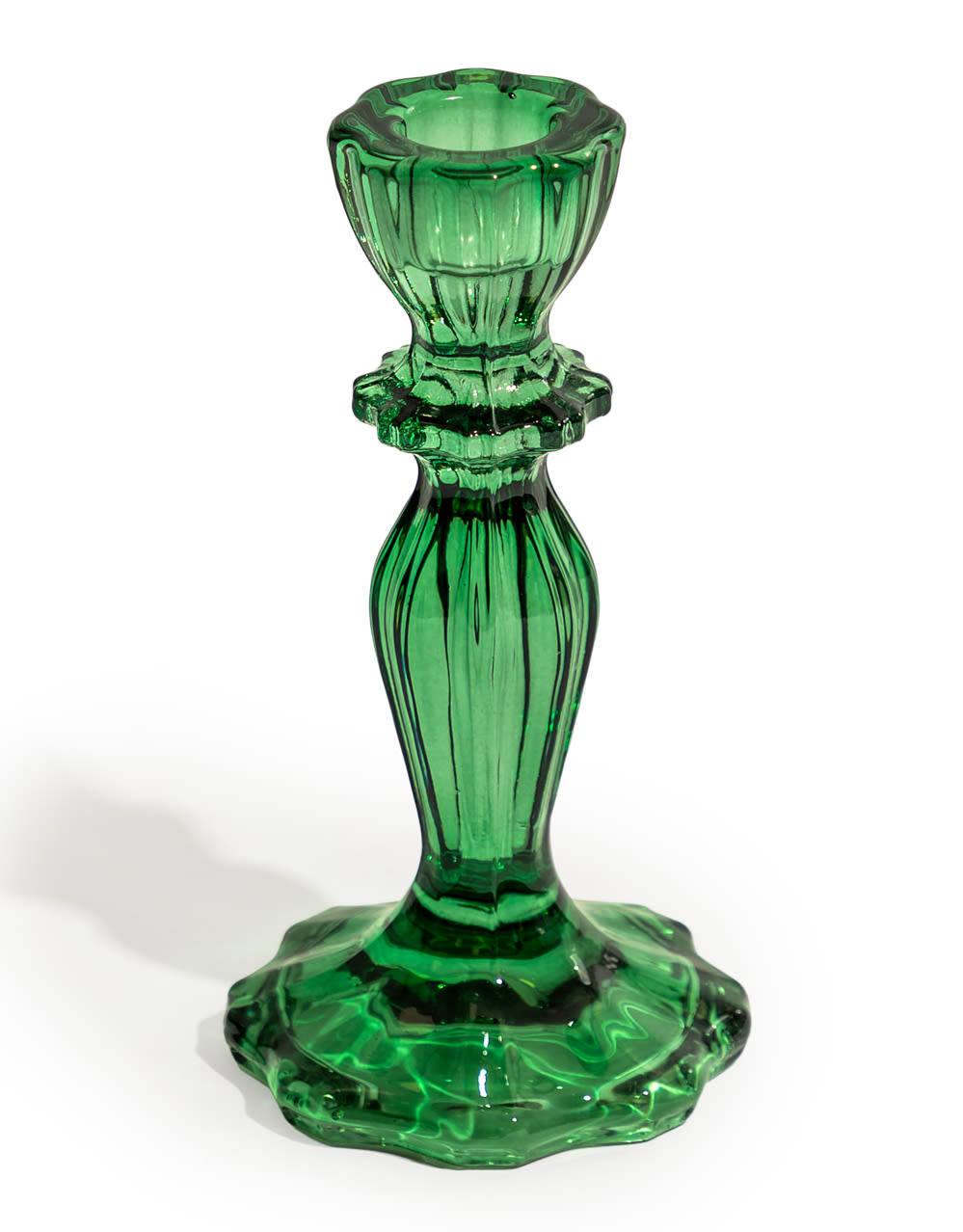 Dark Green Classic Glass Candle Holder - GW158