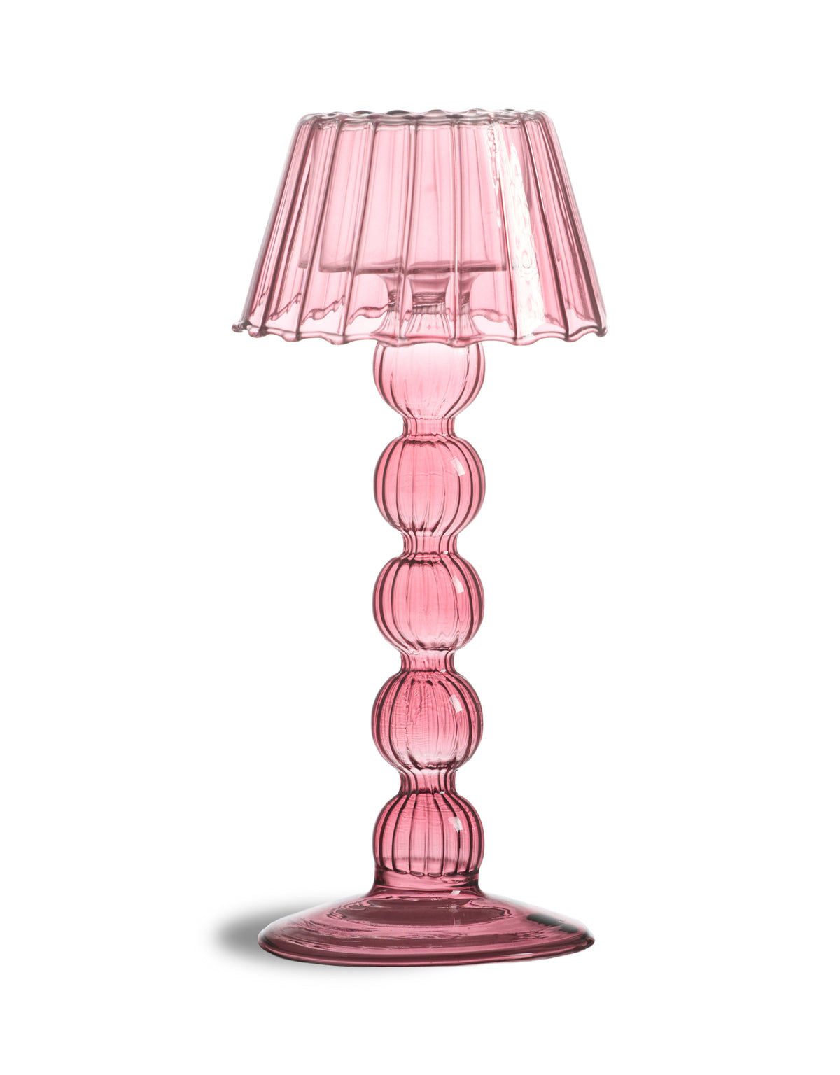 Red/Pink Multi Ball Lamp-Style Glass Tealight Holder - GW162
