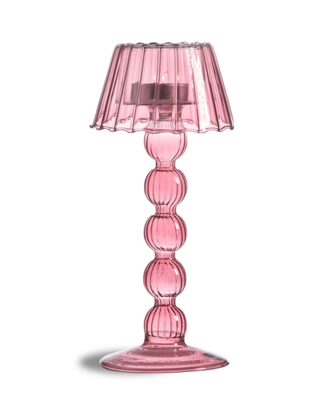 Red/Pink Multi Ball Lamp-Style Glass Tealight Holder - GW162