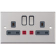 Selectric 7M-Pro Satin Chrome 2 Gang 13A DP Switched Socket with Neon and Grey Insert