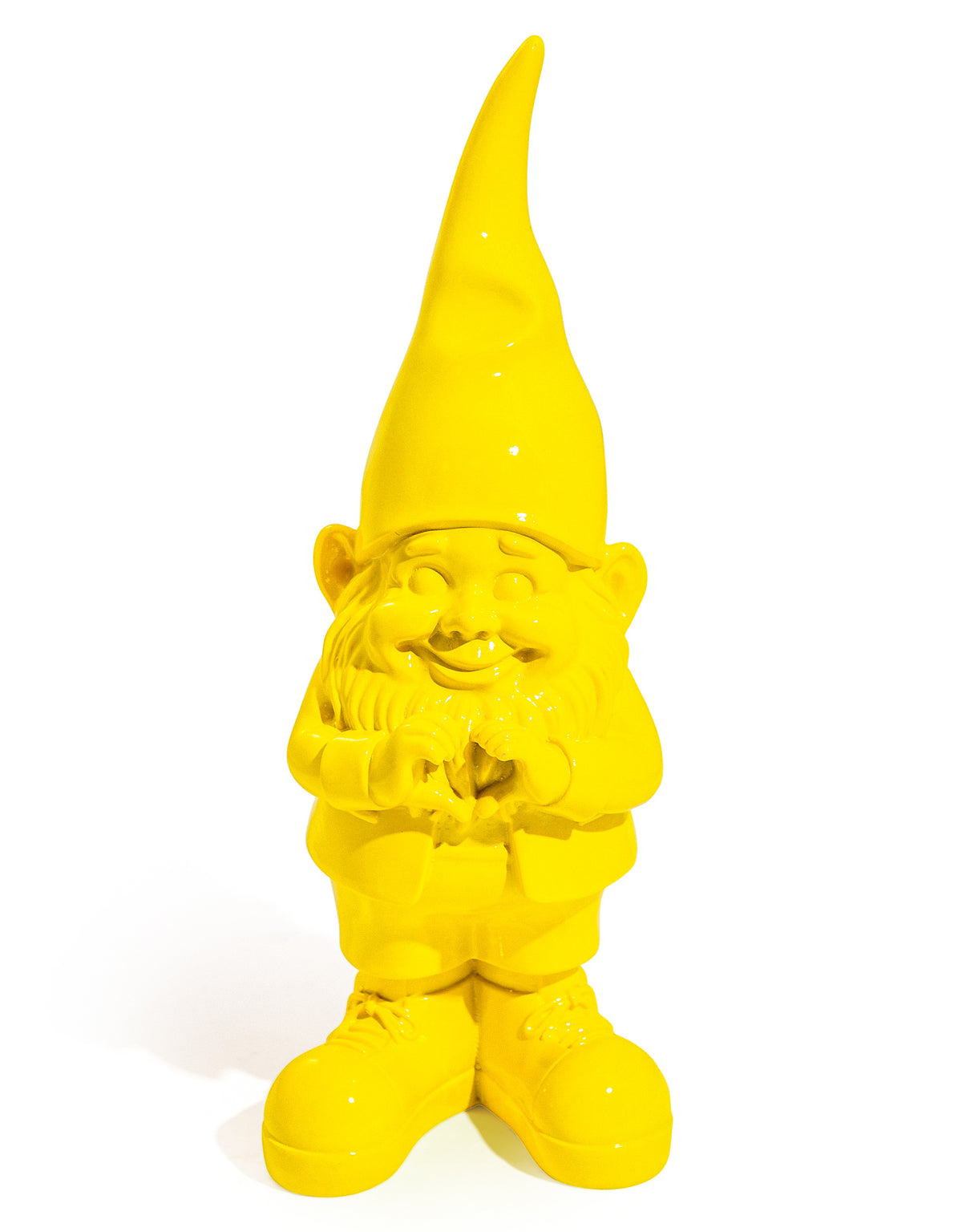 Medium Bright Yellow "Heart Hands" Gnome Figure - FL134