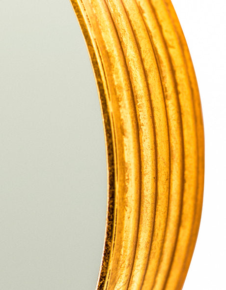 Gold Leaf Ribbed Cylinder Mirror 40cm - EM138