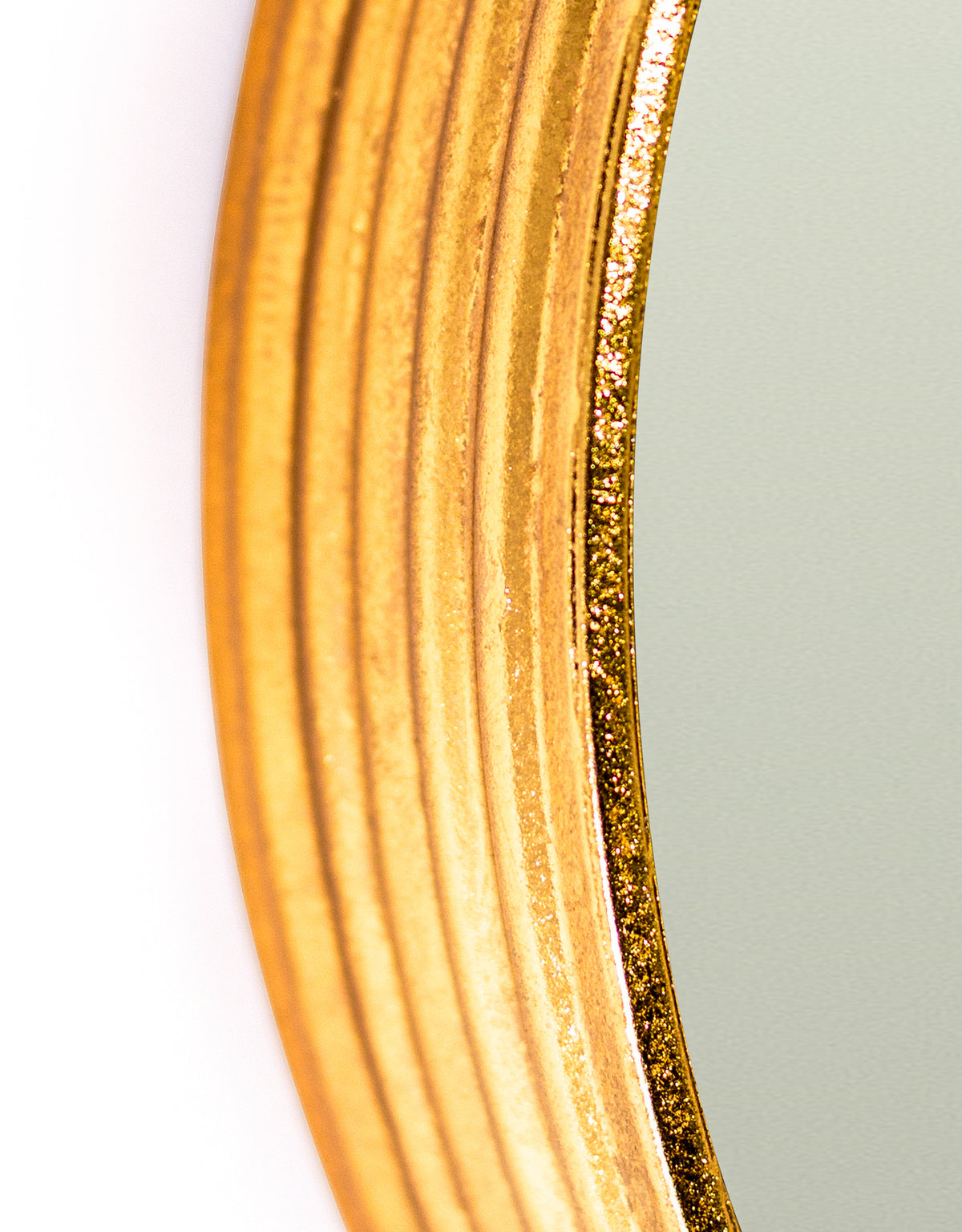 Gold Leaf Ribbed Cylinder Mirror 40cm - EM138
