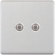 Selectric 5M-Plus Satin Chrome 2 Gang Satellite Socket with White Insert