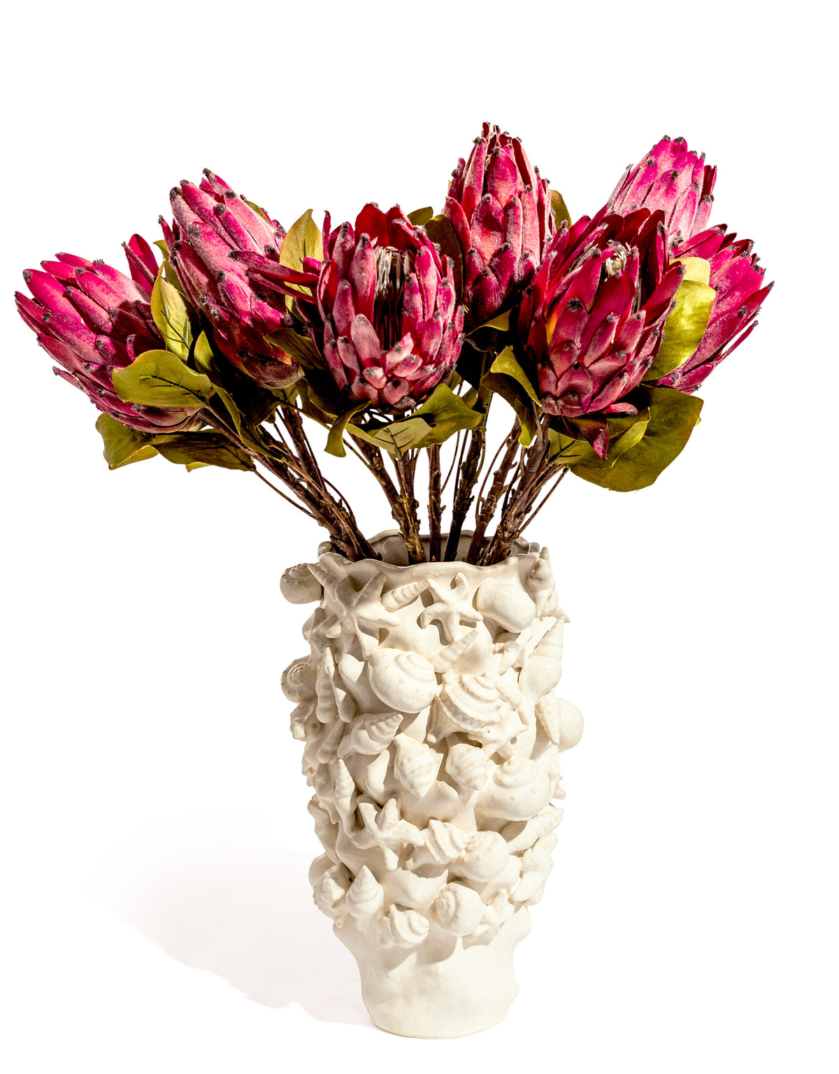 Sand-White Sea Shell Large Ceramic Vase - NCP20