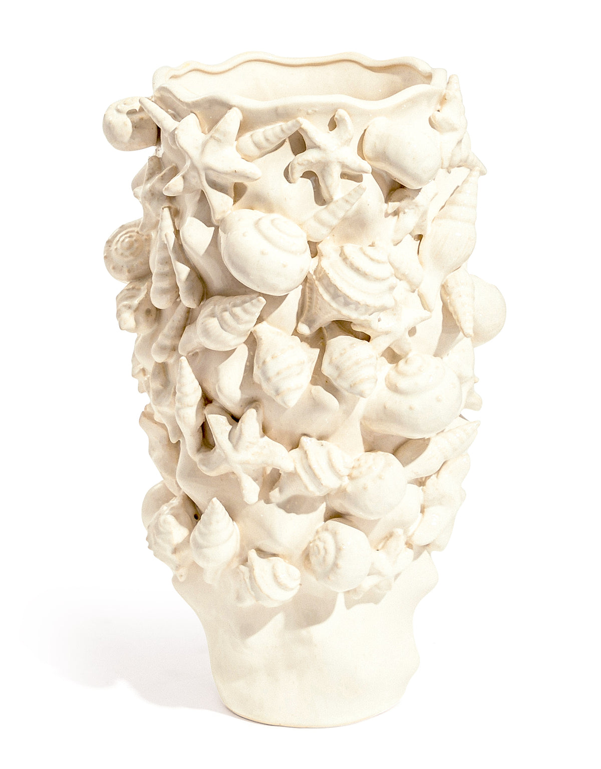 Sand-White Sea Shell Large Ceramic Vase - NCP20