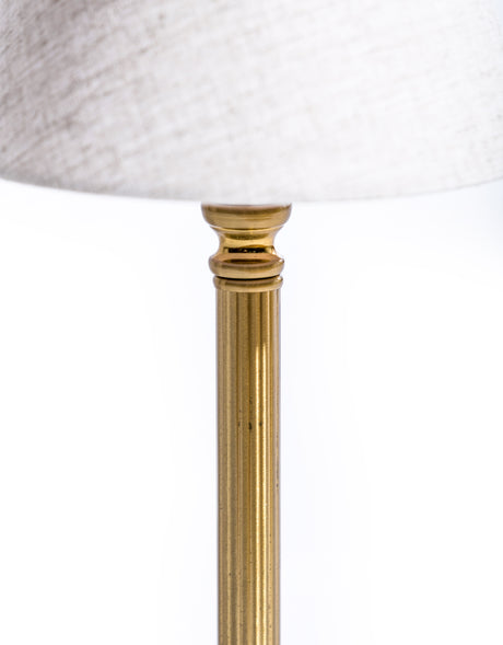 Ribbed Brass Rechargeable Table Lamp with Oatmeal Shade - CH300
