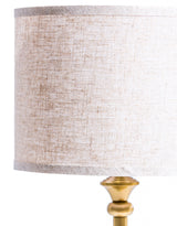 Large Classic Brass Rechargeable Table Lamp w/ Cylinder Oatmeal Shade - CH302