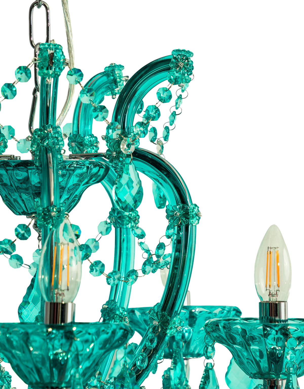 Aqua Blue 5 Branch Murano Chandelier - CH303