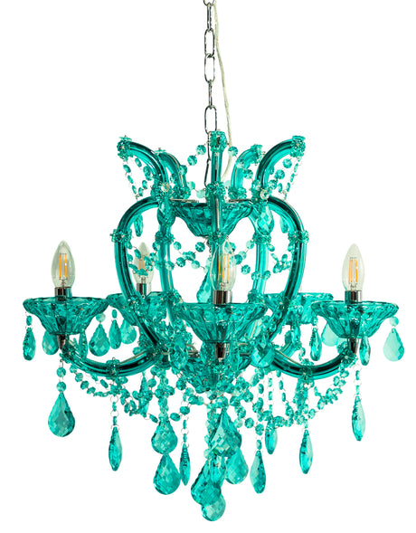 Aqua Blue 5 Branch Murano Chandelier - CH303