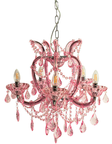 Rose Pink 5 Branch Murano Chandelier - CH305