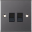 Selectric 5M Black Nickel 2 Gang RJ45 Data Socket with Black Insert