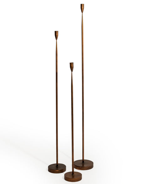 Antique Copper Small Floor Standing Candle Holder - HKL92