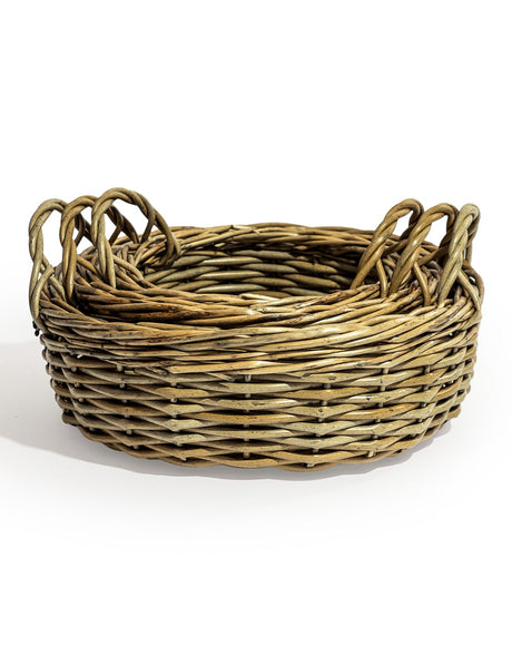 Set of 3 Rustic Woven Round Storage Baskets - PWB13