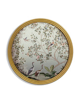 Round Gold-Framed Botanical Glass Wall Mirror - MFM12