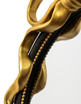 Black with Gold Bow Round Wall Mirror - MFM14