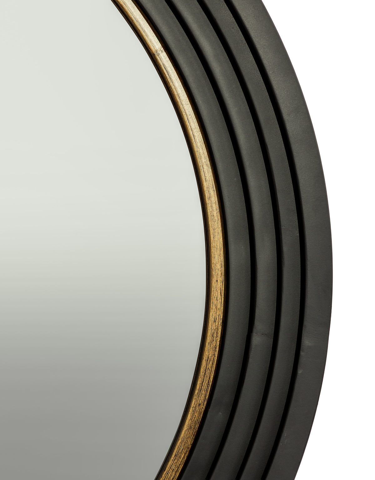 Large Savoy Black & Gold Metal Step-Framed Round Wall Mirror - DTC55