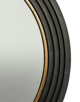 Large Savoy Black & Gold Metal Step-Framed Round Wall Mirror - DTC55