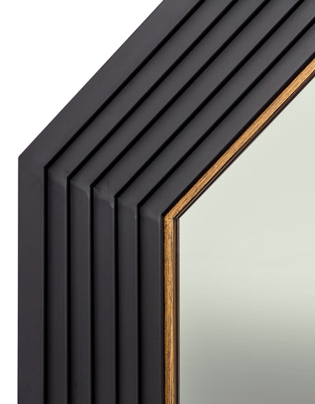Large Savoy Black & Gold Metal Step-Framed Octagonal Wall Mirror - DTC56