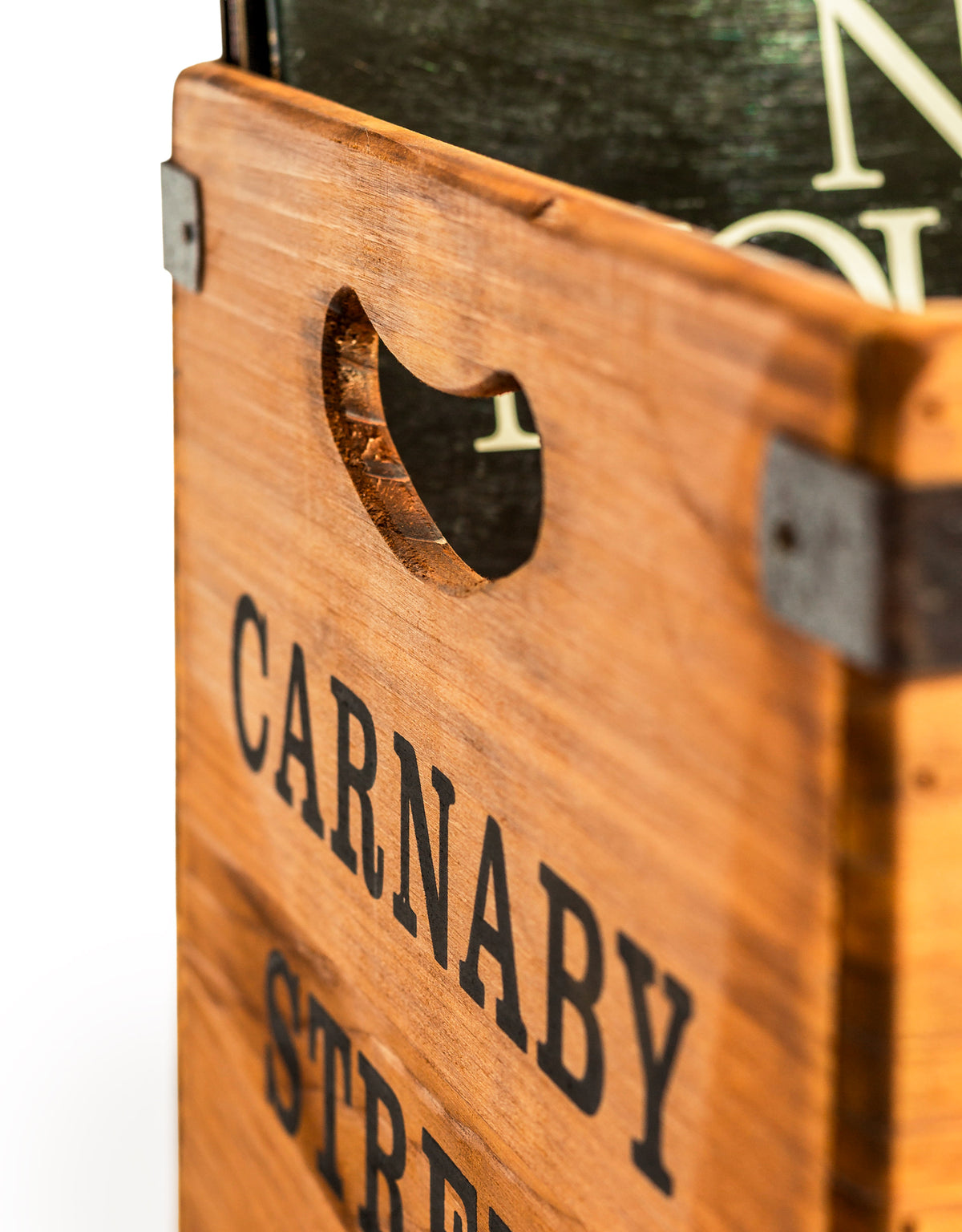 Set of 2 Antiqued Wooden "Carnaby Street" LP Record Storage Boxes - FC45