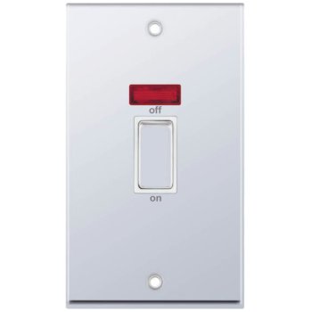 Selectric 7M-Pro Polished Chrome 2 Gang 45A DP Switch with Neon and White Insert