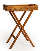 Set of 3 Antique Wooden "Great Chester Manor" Trays on Stand - FC47