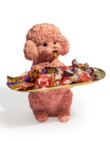 Pink Poodle Dog Holding Gold Tray - FL62