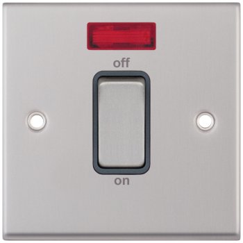 Selectric 7M-Pro Satin Chrome 1 Gang 45A DP Switch with Neon and Grey Insert