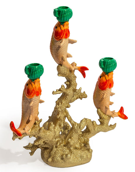 Large 3 Fish on Coral Candle Holder - RM78