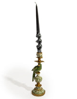 Antiqued Ornate Green/White Parrot Candle Holder - LH - RM80