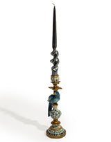 Antiqued Ornate Blue/White Parrot Candle Holder - LH - RM81