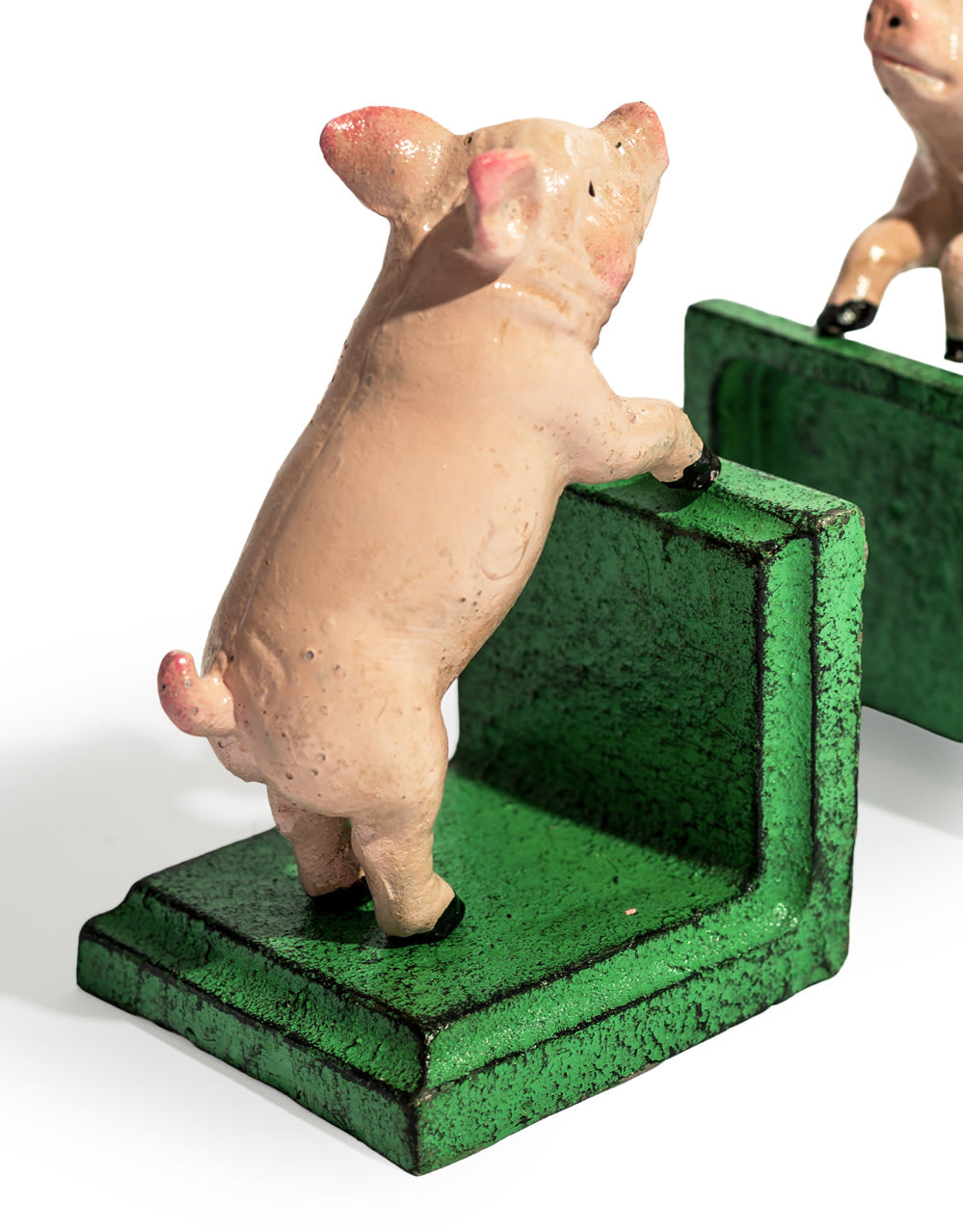Cast Iron Antiqued Pair of Pigs Bookends - STM95
