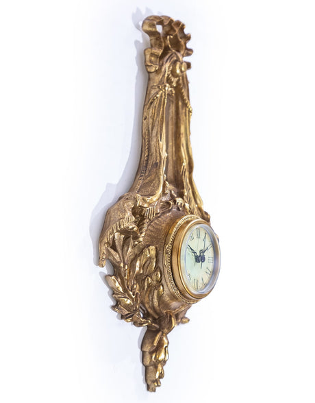 Antique Gold Wall Hanging Ornate Bow Clock - MK204