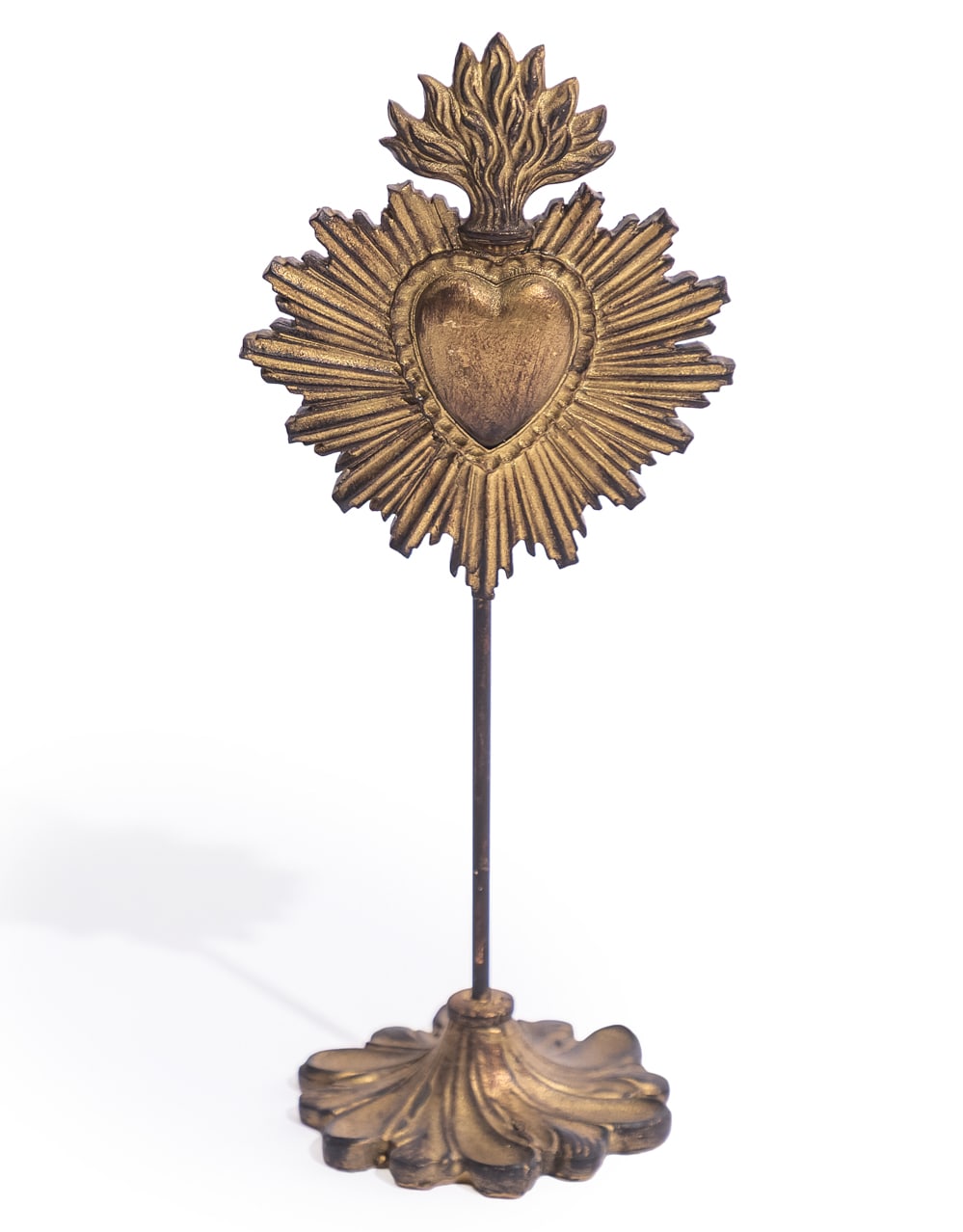 Antique Gold "Sacred Heart" Ornament on Stand - MK208