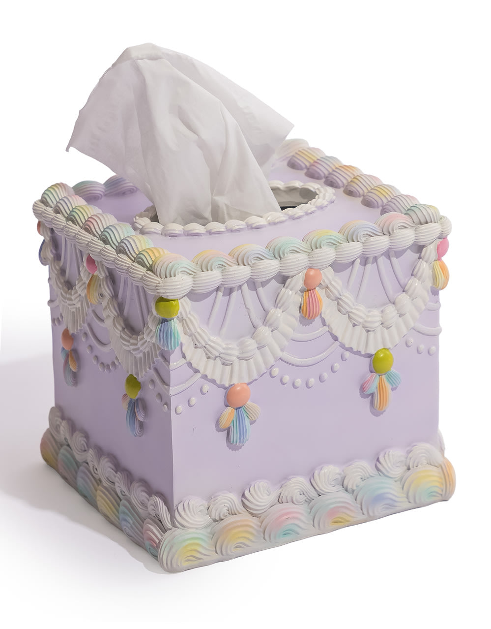 Decorative Piped Iced Cake Tissue Box Holder - CRT138