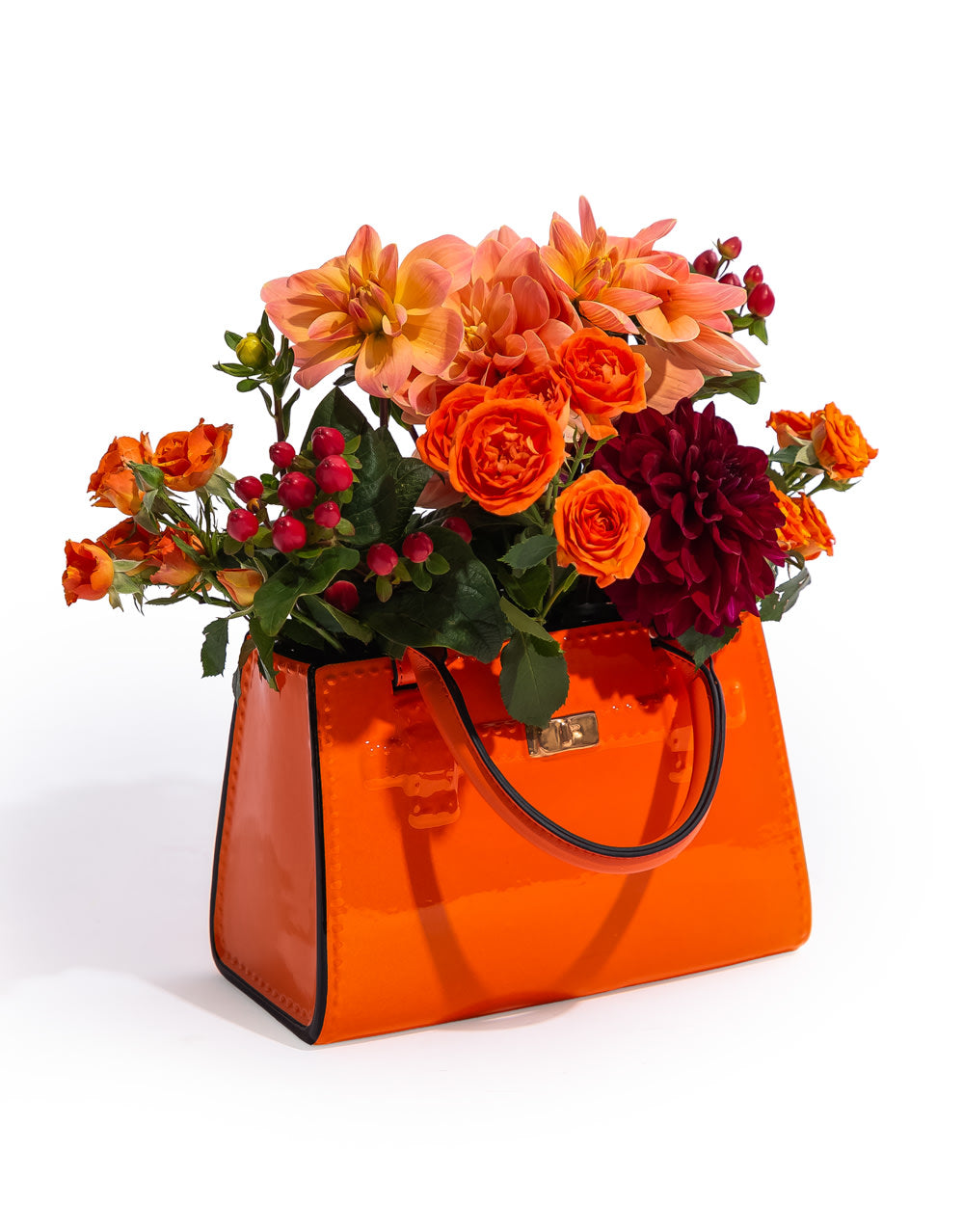 Bright Orange Ceramic Handbag Vase - CRT145