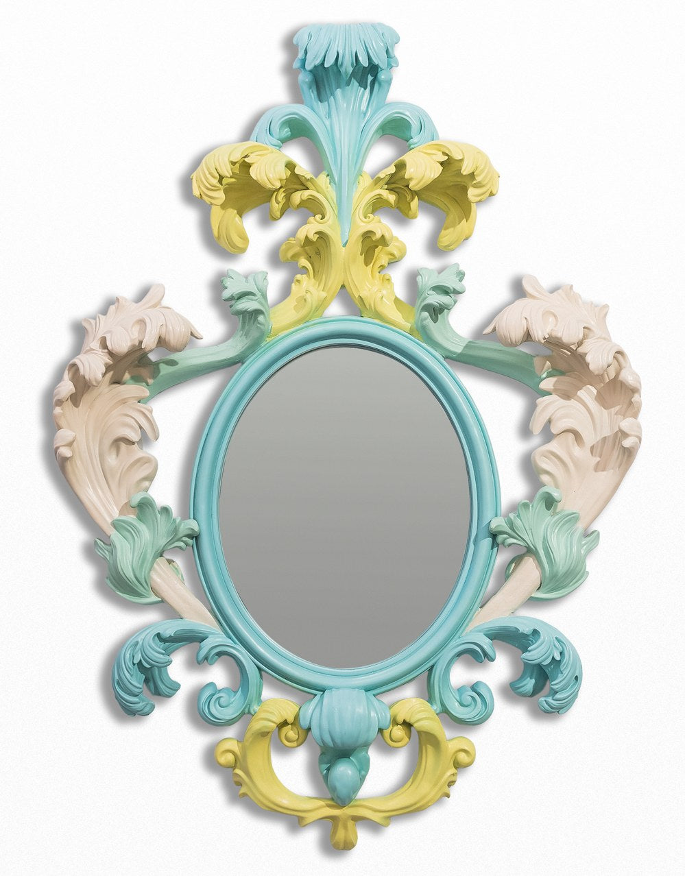 Multi Pastel Coloured Rococo Baroque Wall Mirror - CRT146