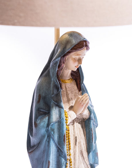 Antiqued Praying Maria Table Lamp w/ Oatmeal Shade - CRT147