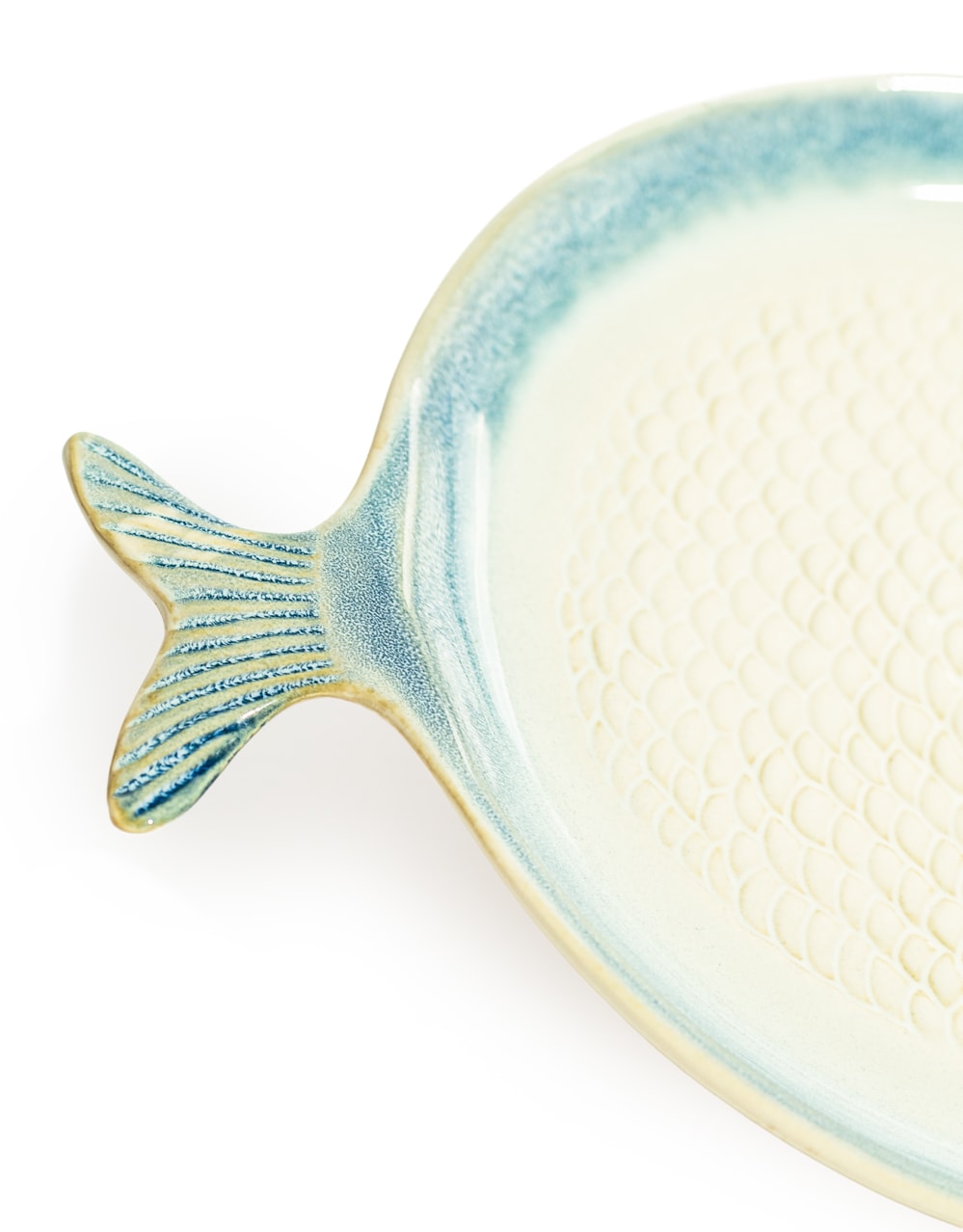 Blue & White Ceramic Round Fish Dish - TL155