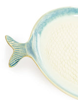 Blue & White Ceramic Round Fish Dish - TL155